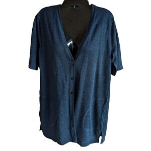 Womens J Jill Button Cardigan Top XS Linen Blend Layer Boho Minimalist Lagenlook